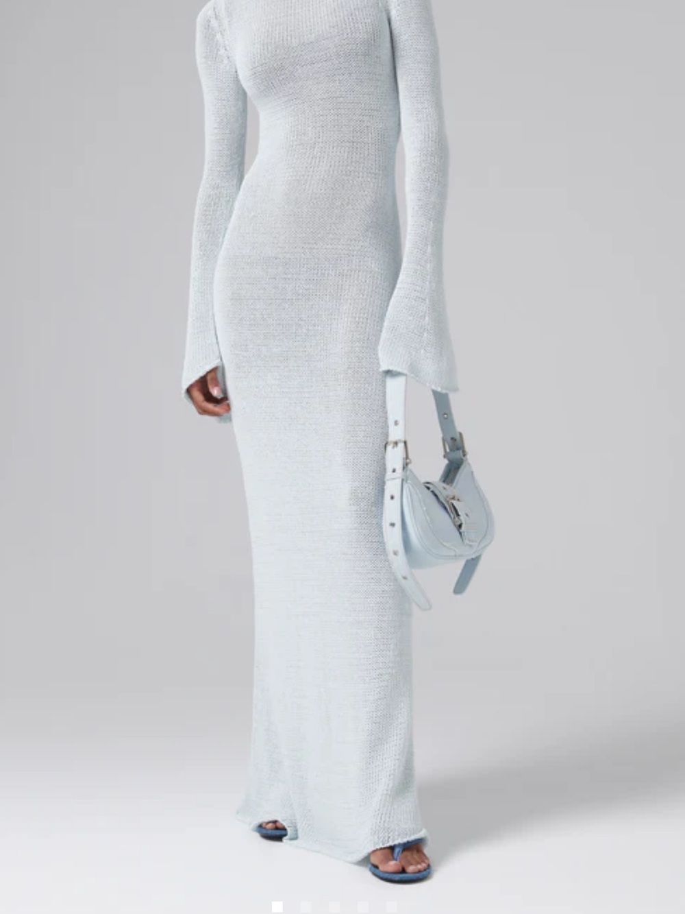 Aya Muse Pale Blue Knit Maxi Dress